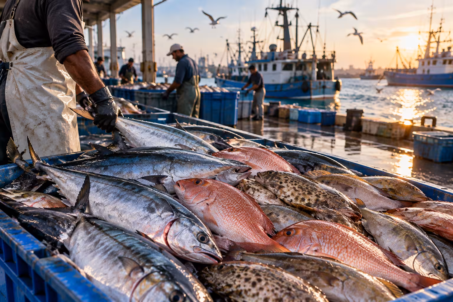 Fresh seafood displayed at Golden Harbour Fish Market